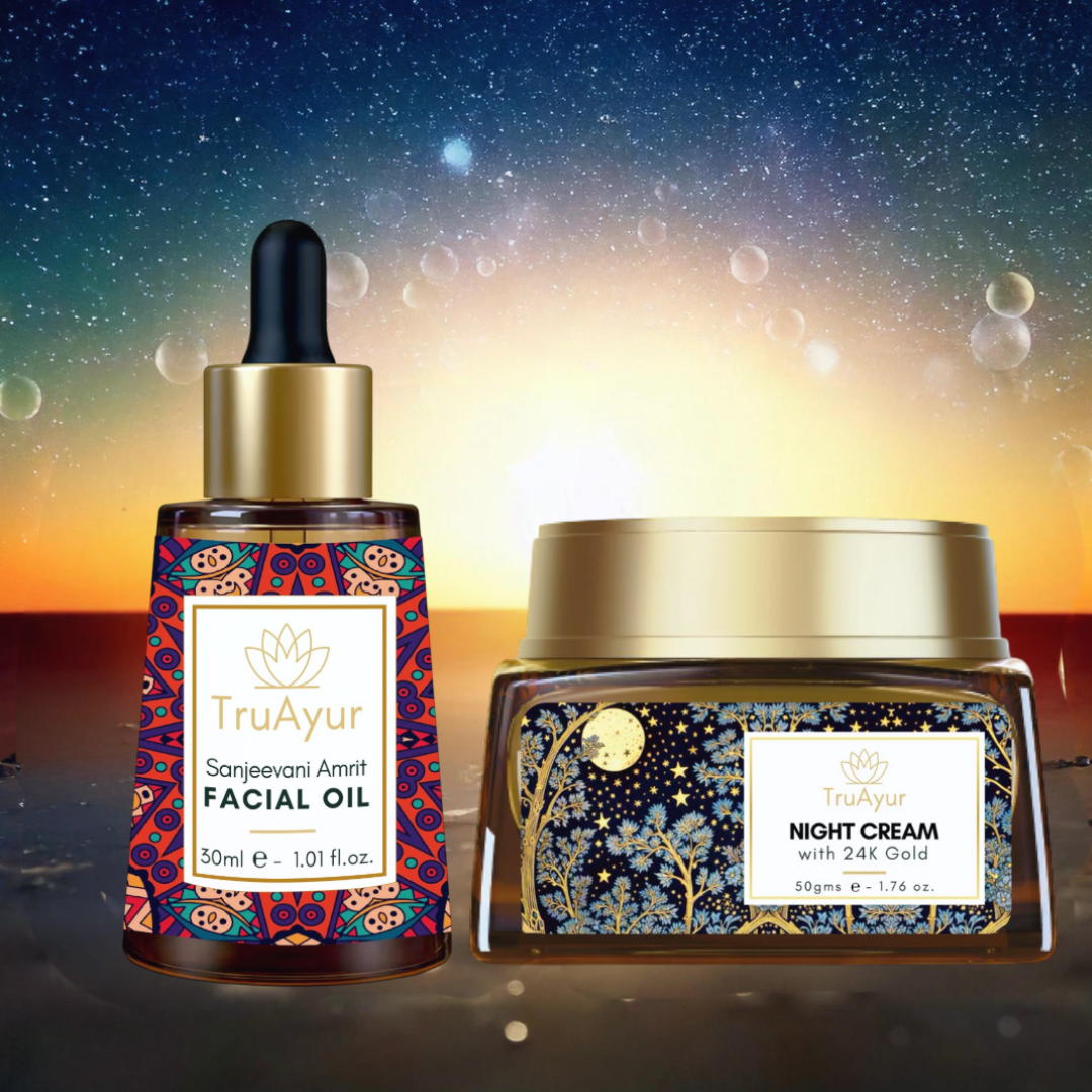 24K guld Anti-Aging Ritual (Sanjeevani Amrit ansiktsolja och nattkräm)