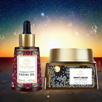 24K guld Anti-Aging Ritual (Sanjeevani Amrit ansiktsolja och nattkräm)