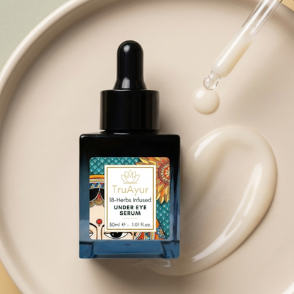 18-örtsberikat revitaliserande serum för området under ögonen med lakritsrot och peptider för ljusare och fastare hud under ögonen
