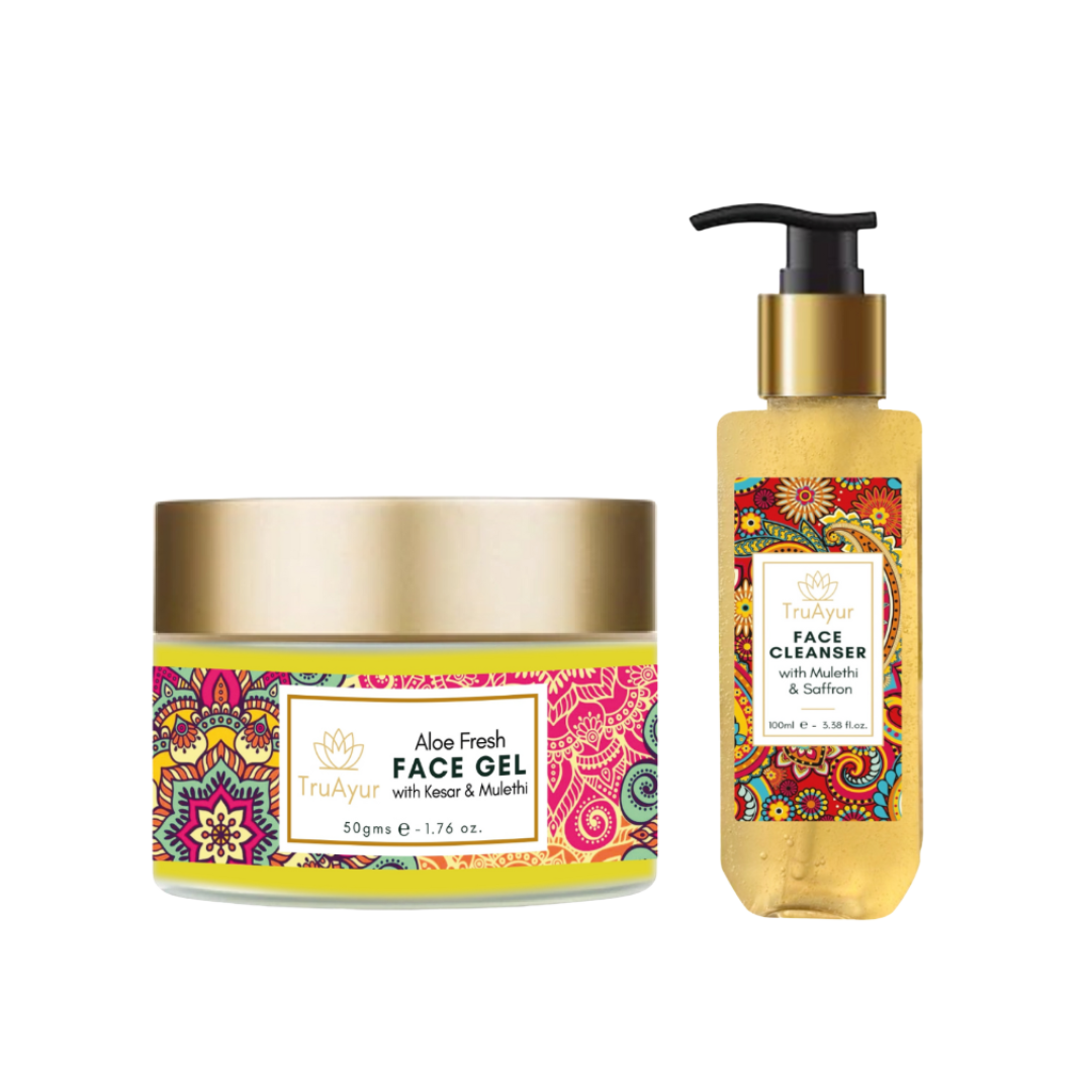 Fresh Face Duo med Kashmir Saffran och Mulethi (Ansiktstvätt och Aloe Fresh Face Gel)