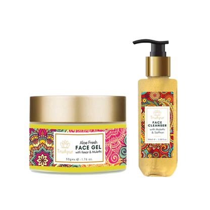 Fresh Face Duo med Kashmir Saffran och Mulethi (Ansiktstvätt och Aloe Fresh Face Gel)