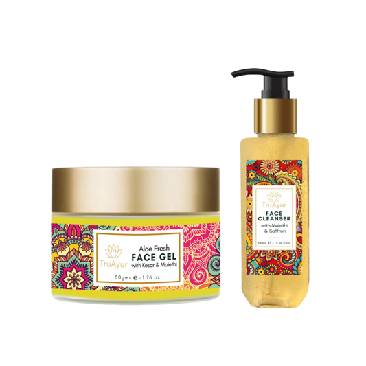 Fresh Face Duo med Kashmir Saffran och Mulethi (Ansiktstvätt och Aloe Fresh Face Gel)