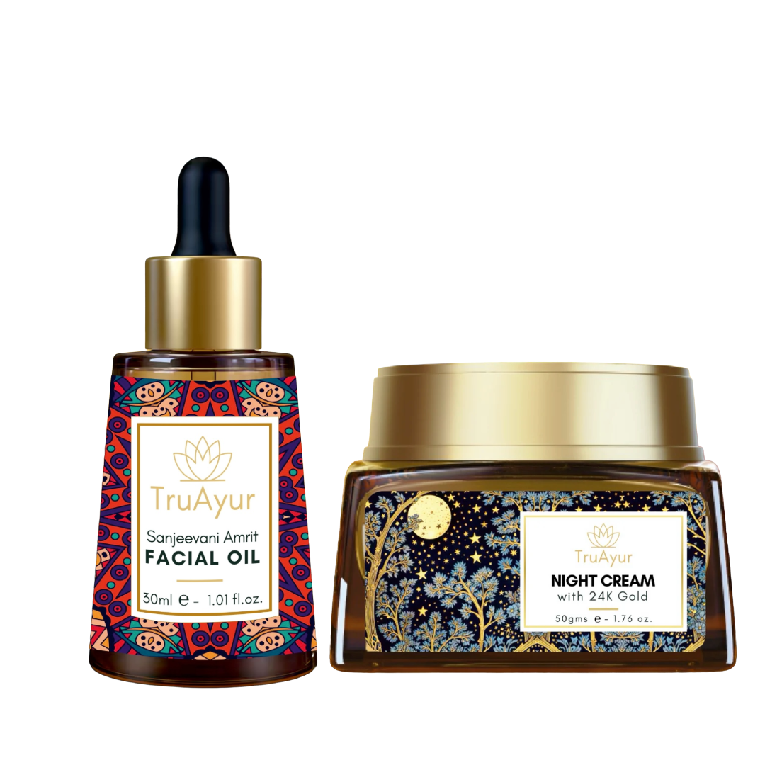 24K guld Anti-Aging Ritual (Sanjeevani Amrit ansiktsolja och nattkräm)