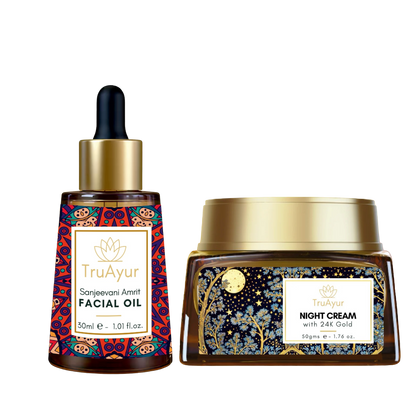 24K guld Anti-Aging Ritual (Sanjeevani Amrit ansiktsolja och nattkräm)