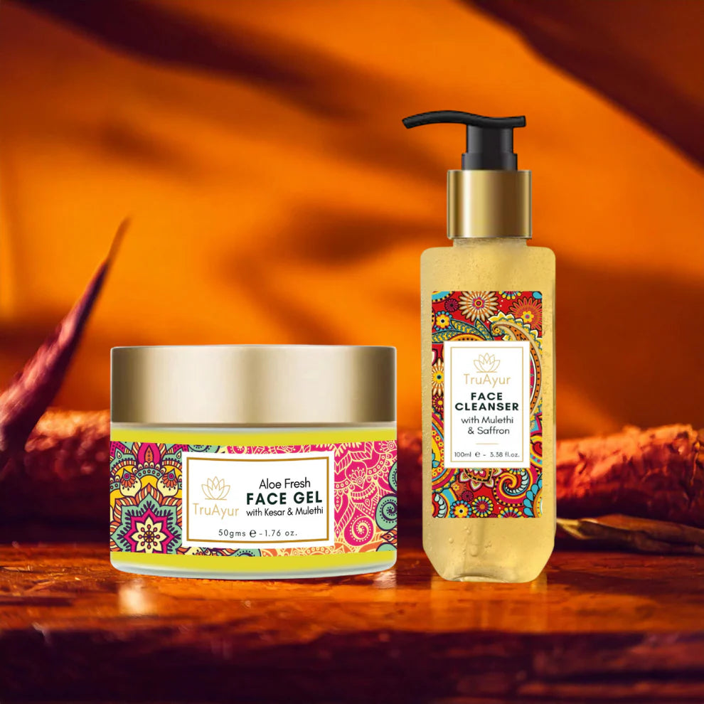 Fresh Face Duo med Kashmir Saffran och Mulethi (Ansiktstvätt och Aloe Fresh Face Gel)