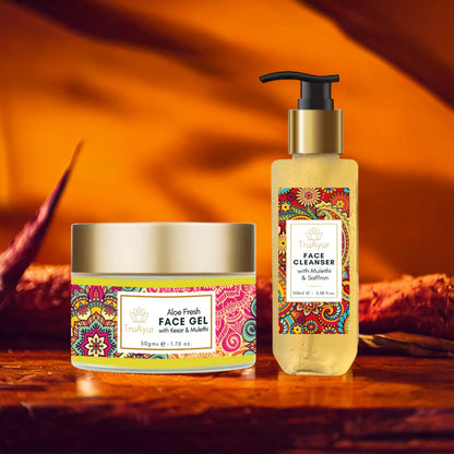 Fresh Face Duo med Kashmir Saffran och Mulethi (Ansiktstvätt och Aloe Fresh Face Gel)