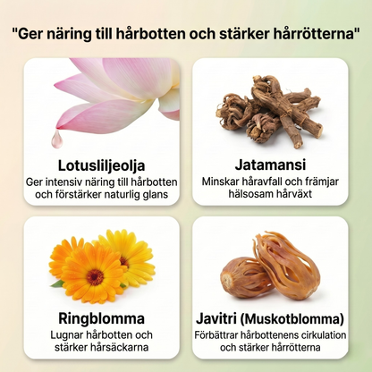 Ayurvedisk hårserumolja med 11 örter för starkare hår, tämjt friss och strålande glans