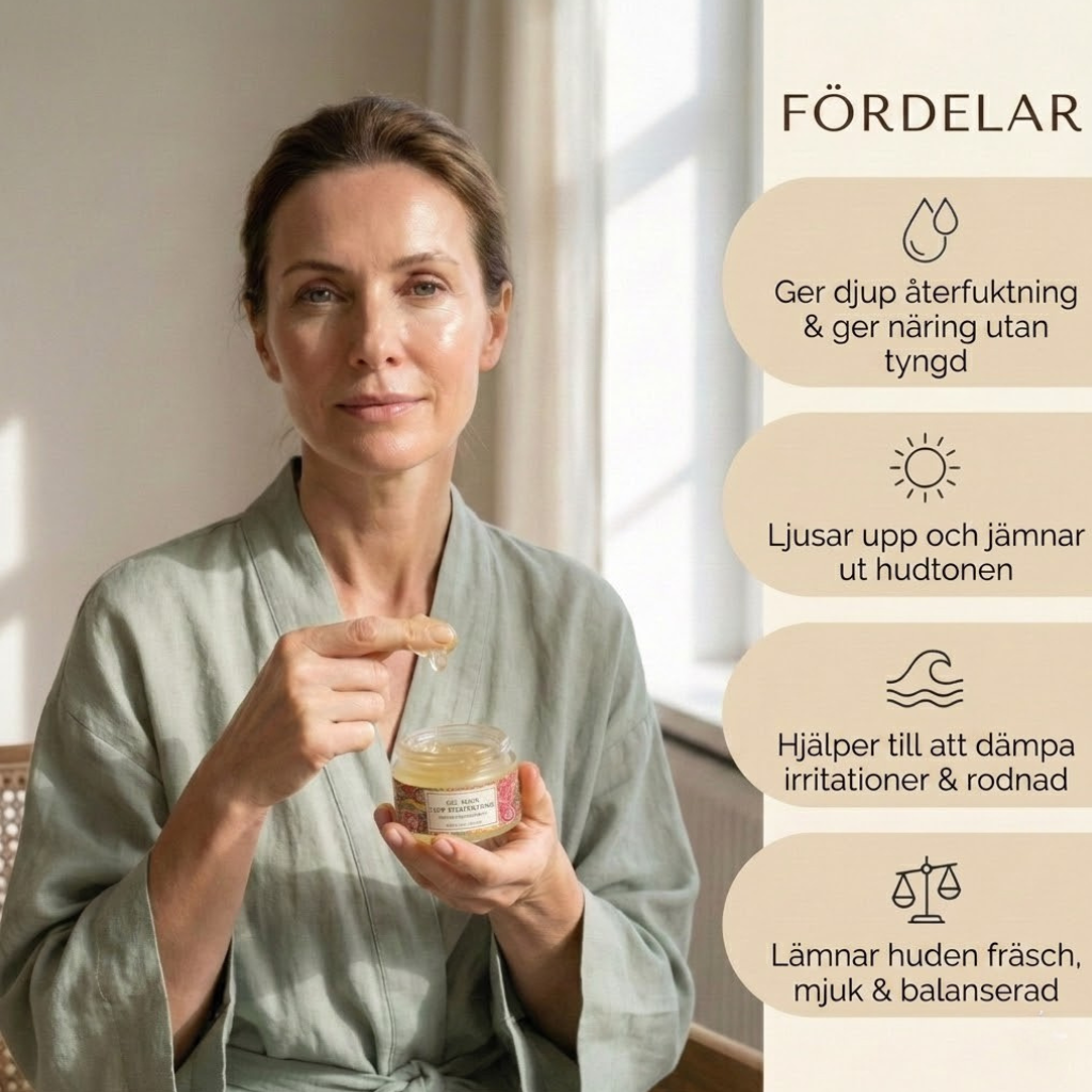 Aloe Fresh ansiktsgel med kashmirisk kesar och mulethi för strålande lyster och djup återfuktning
