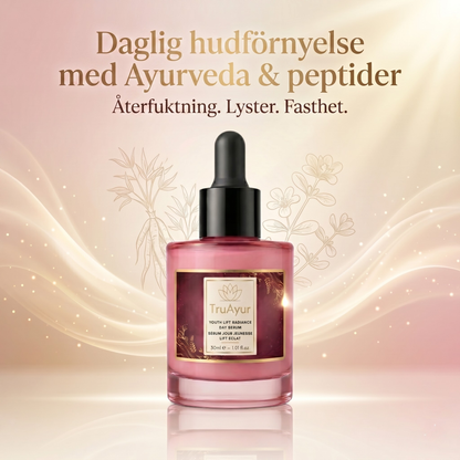 8-örter Ayurvediskt strålande dagserum med Syn-Ake-peptid för djup återfuktning, lyster hela dagen och synlig uppstramning
