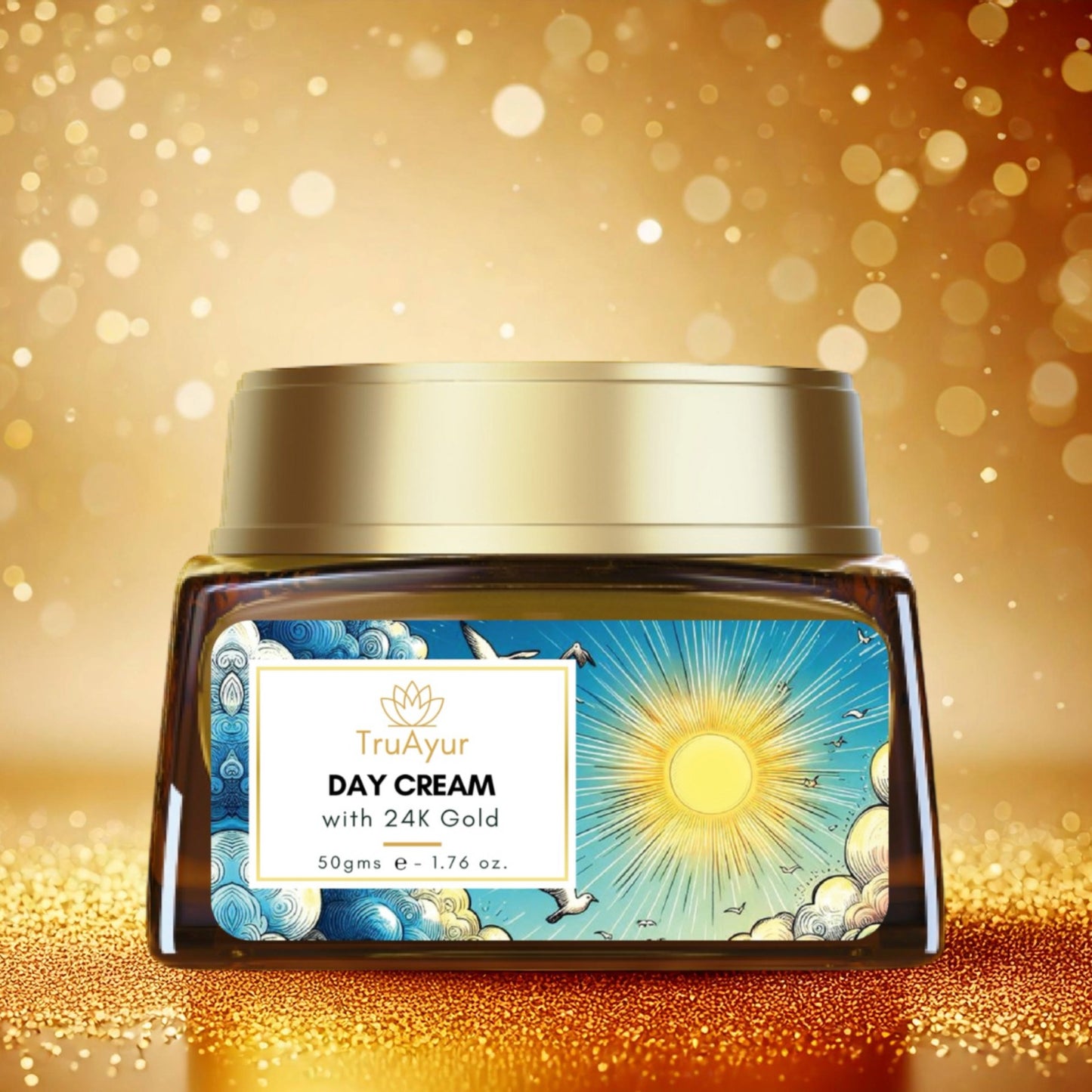 24K guld ayurvedisk uppljusande dagkräm med gotu kola, saffran och mulethi