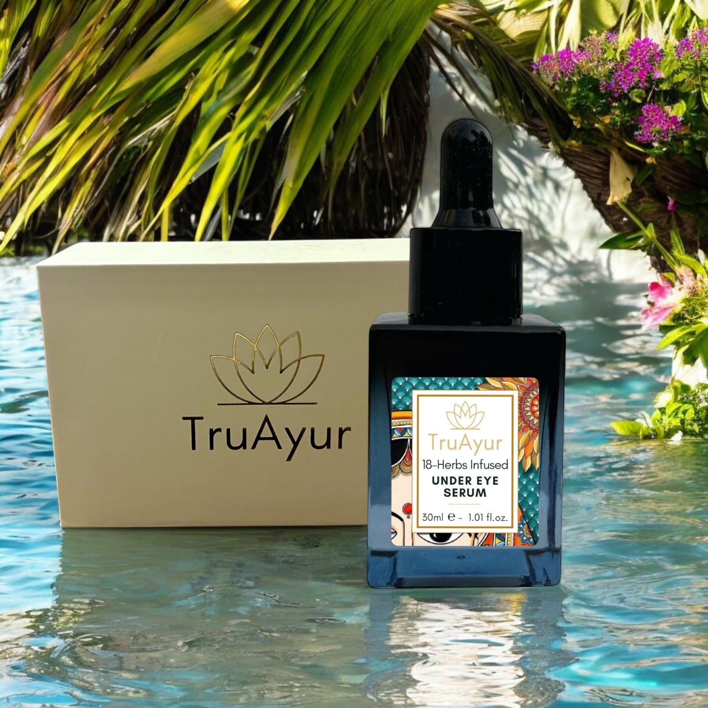 18-örtsberikat revitaliserande serum för området under ögonen med lakritsrot och peptider för ljusare och fastare hud under ögonen